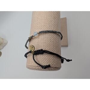 Lotus and Luna Adjustable Cord Bracelets Set Opalite Lava Stone Boho Style